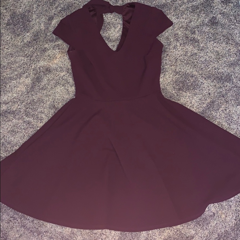 Purple Bow Back Fit and Flare Dress